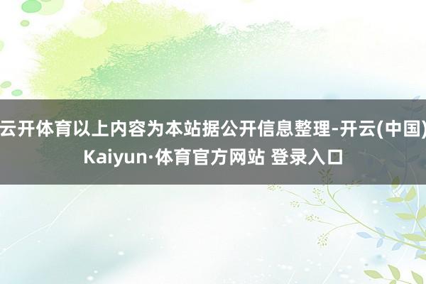 云开体育以上内容为本站据公开信息整理-开云(中国)Kaiyun·体育官方网站 登录入口